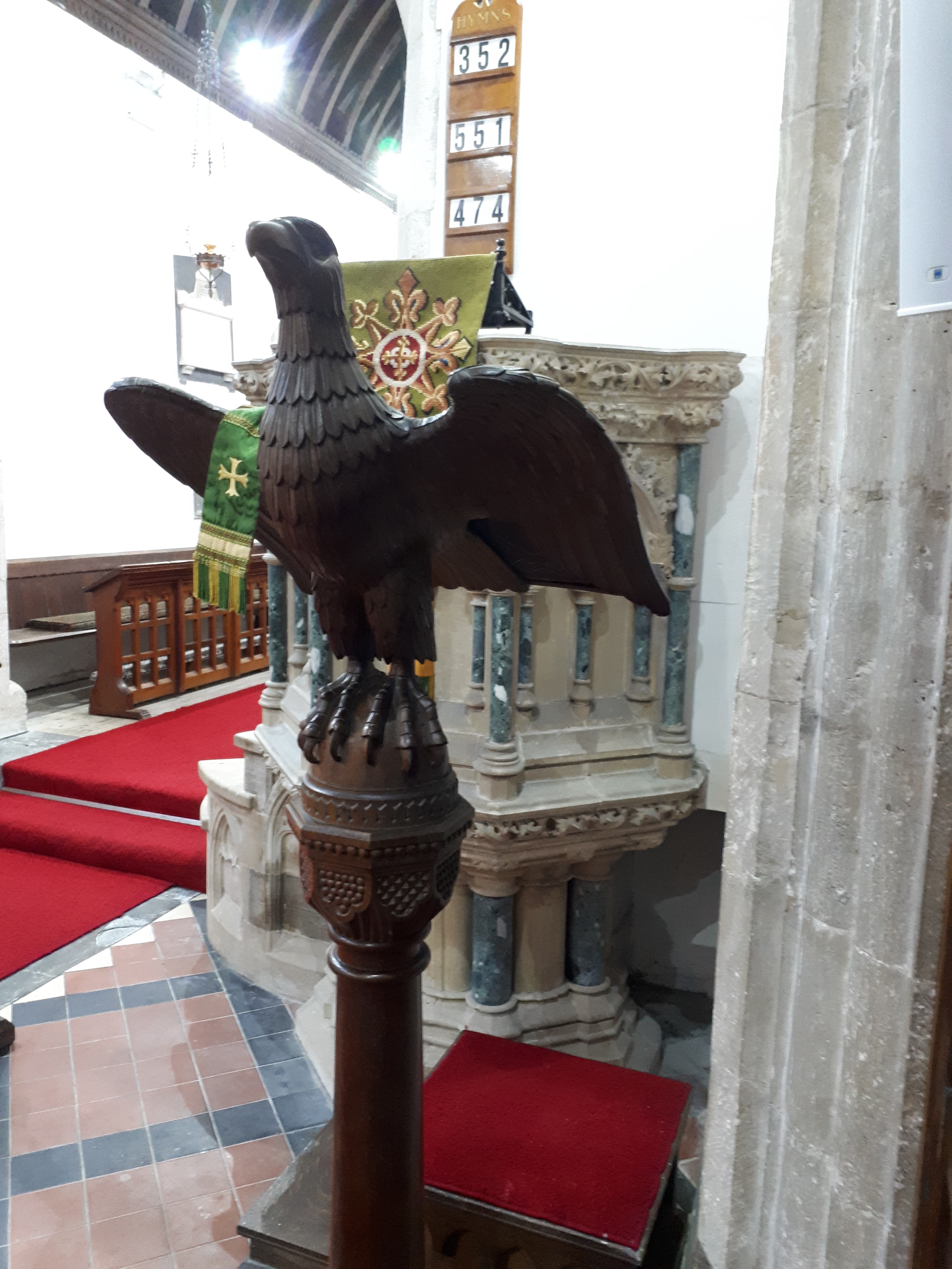 The oak eagle lectern memorial to Lieutenant Miles Whiteside