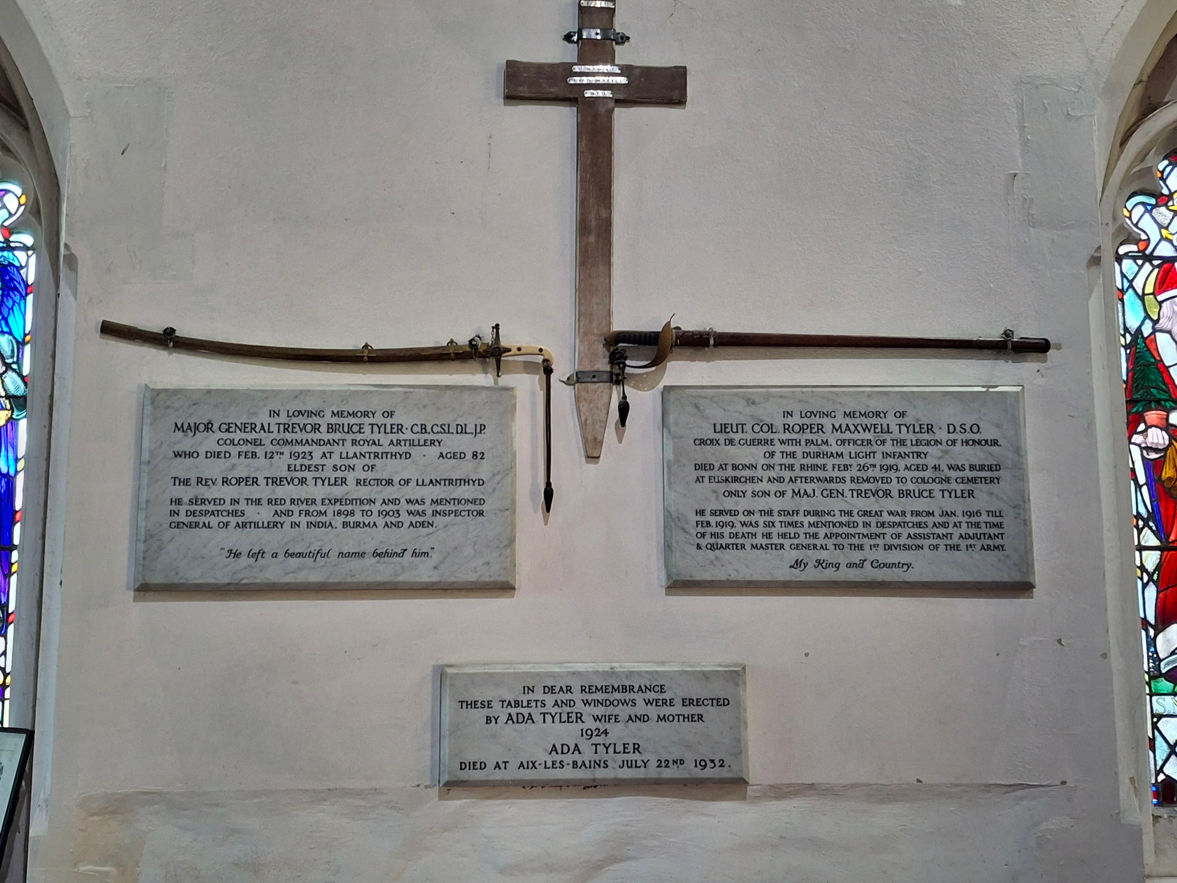 Ada Tyler's marble memorial tablet