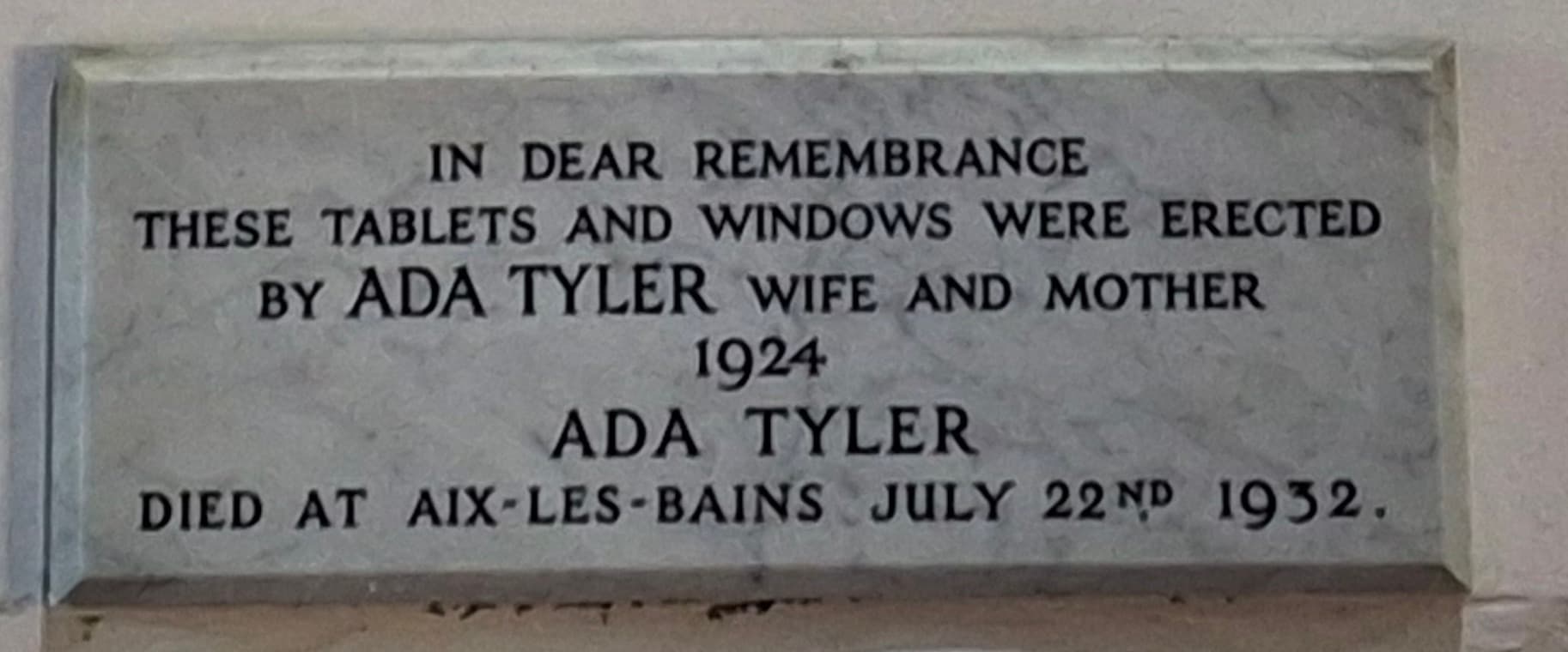 Ada Tyler's Memorial Tablets