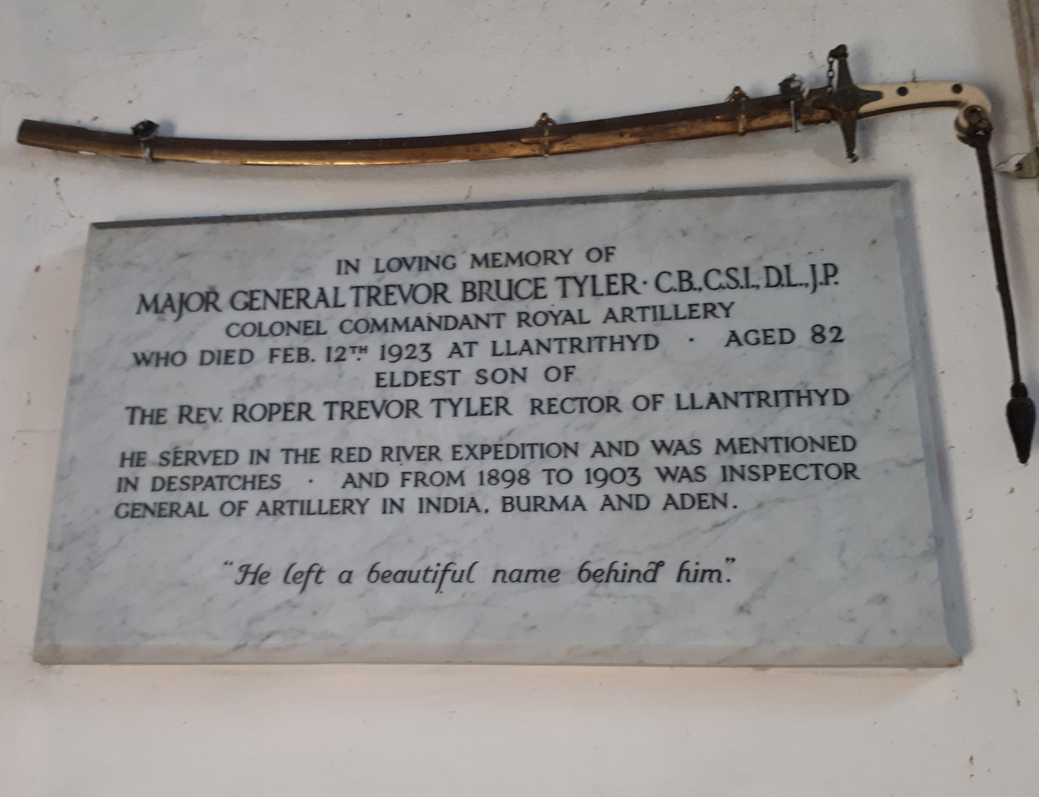 Memorial tablet to Major General Trevor Bruce Tyler