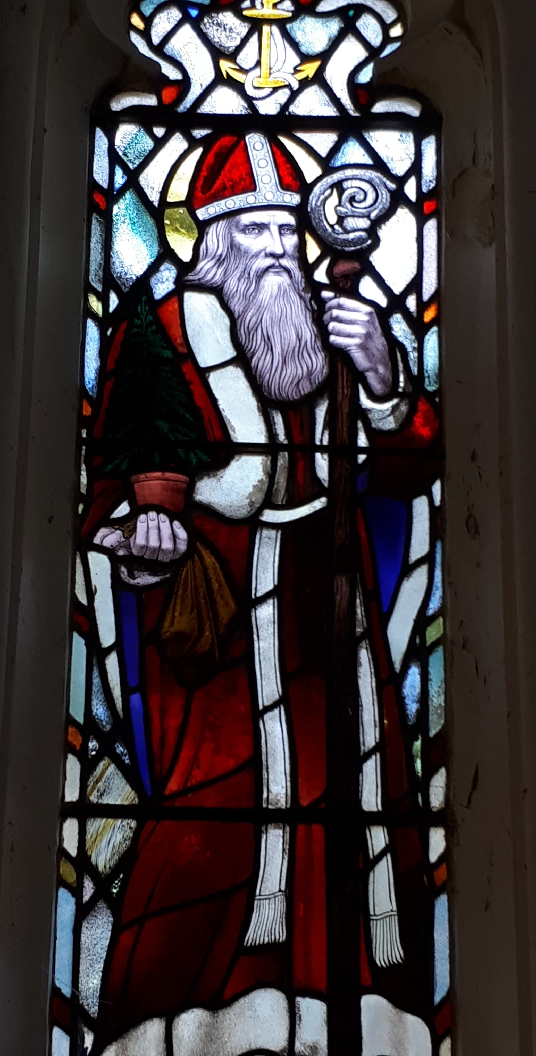 The stained glass depiction of St Nicholas by E. Liddall Armitage