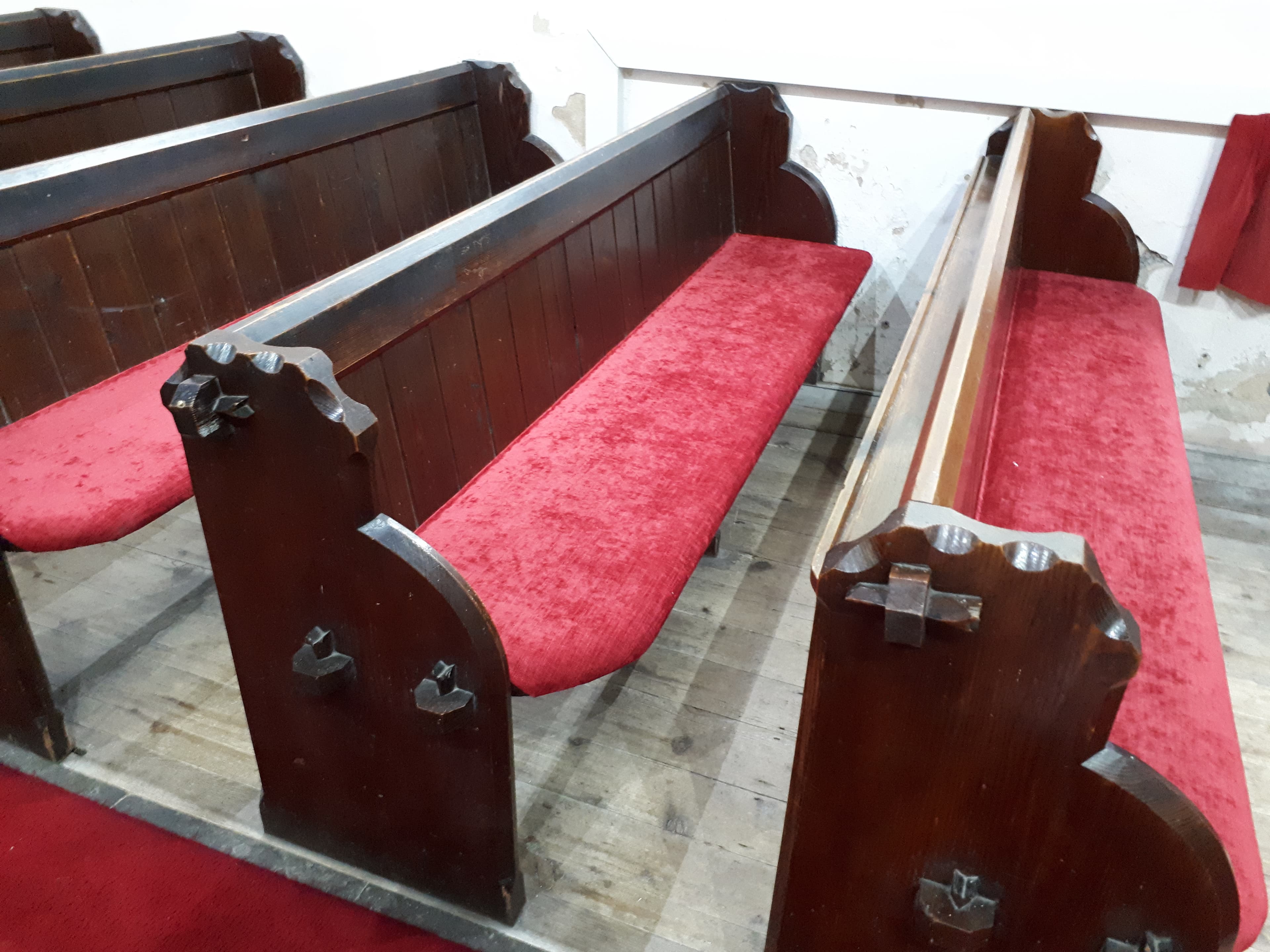 The new heated pew cushions installed in 2024