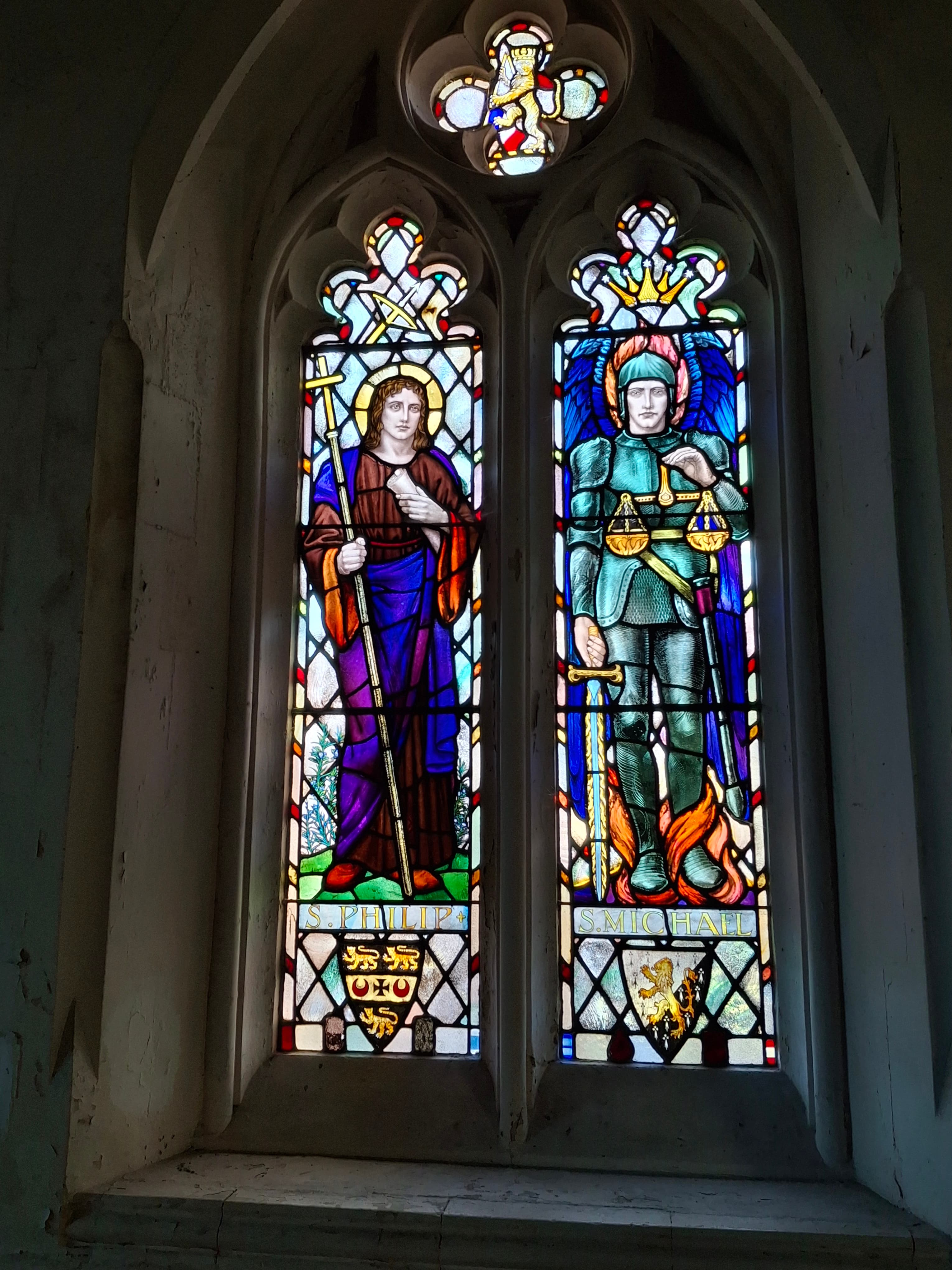 The 1924 Ada Tyler memorial window showing St Phillip and St Michael